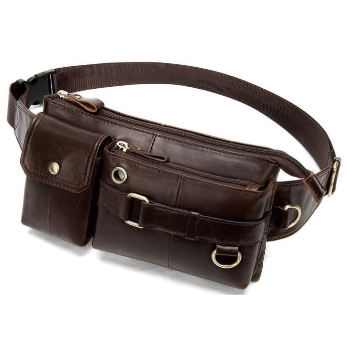 Сумка Vintage Поясная мужская Коричневая (14897) изображение 3