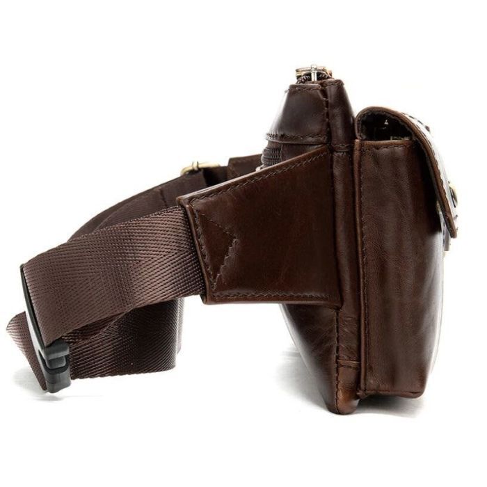 Сумка Vintage Поясная мужская Коричневая (14897) изображение 6