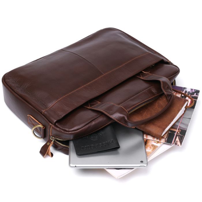 Сумка Vintage Кожаная для ноутбука Коричневая (20681) изображение 8