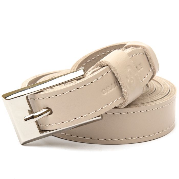 Ремінь Grande Pelle Тонкий жіночий шкіряний Бежевий (11447) зображення 3