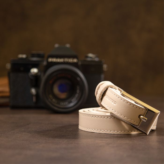 Ремінь Grande Pelle Тонкий жіночий шкіряний Бежевий (11447) зображення 7