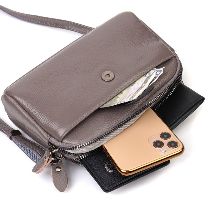 Сумка Vintage Из натуральной кожи Серая (22099) изображение 8