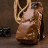Сумка Vintage Крос боді з емблемою зі шкірозамінника Руда (20570) зображення 7