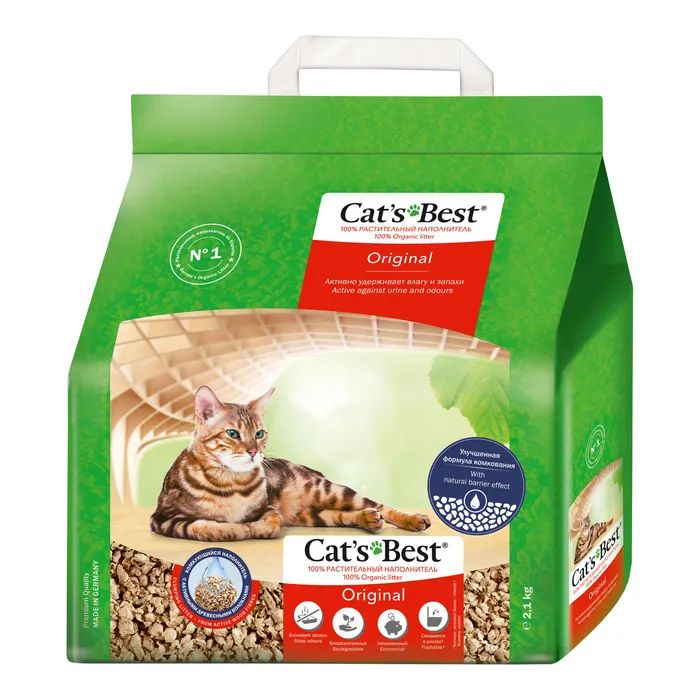 Наполнитель для туалета Cats Best Original Древесный комковочный 2.1 кг (5 л) (4002973302347) изображение 2