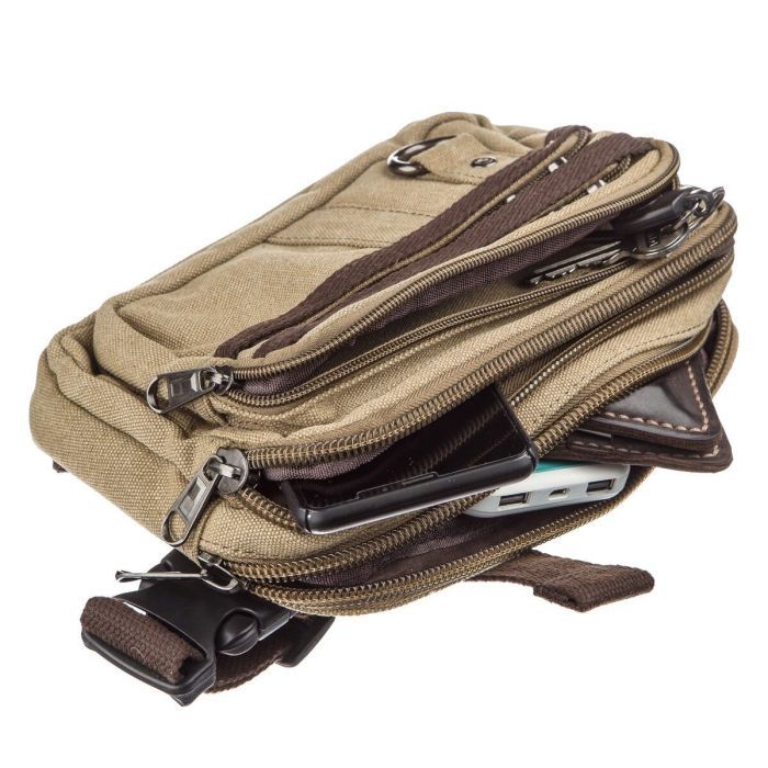 Сумка Vintage Текстильна на пояс Хакі (20081) зображення 5