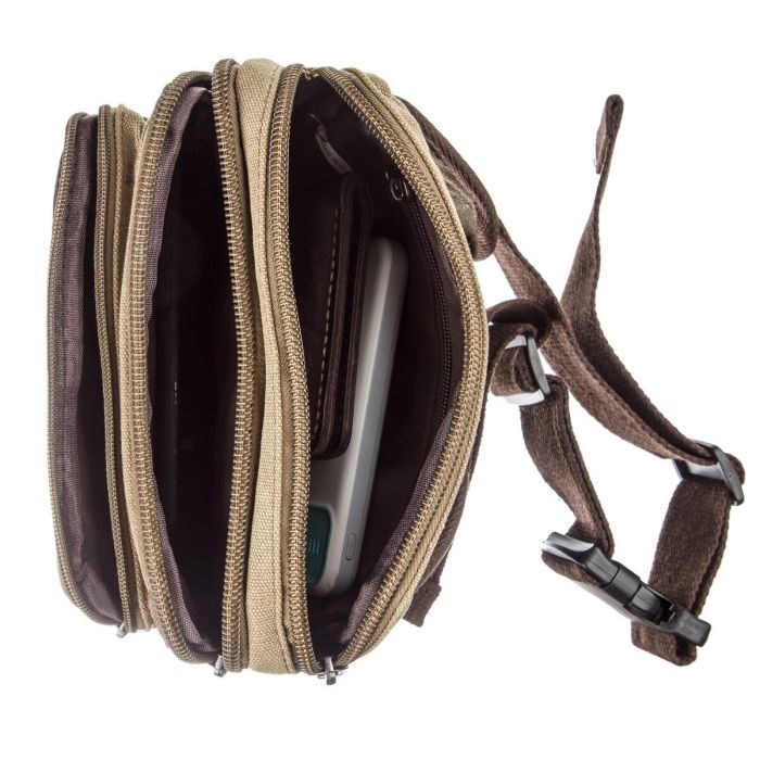 Сумка Vintage Текстильна на пояс Хакі (20081) зображення 6