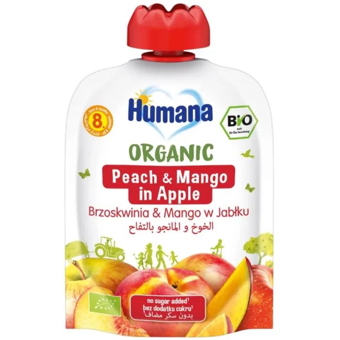 Дитяче пюре Humana Яблуко-Персик-Манго 90 г (4031244716033)