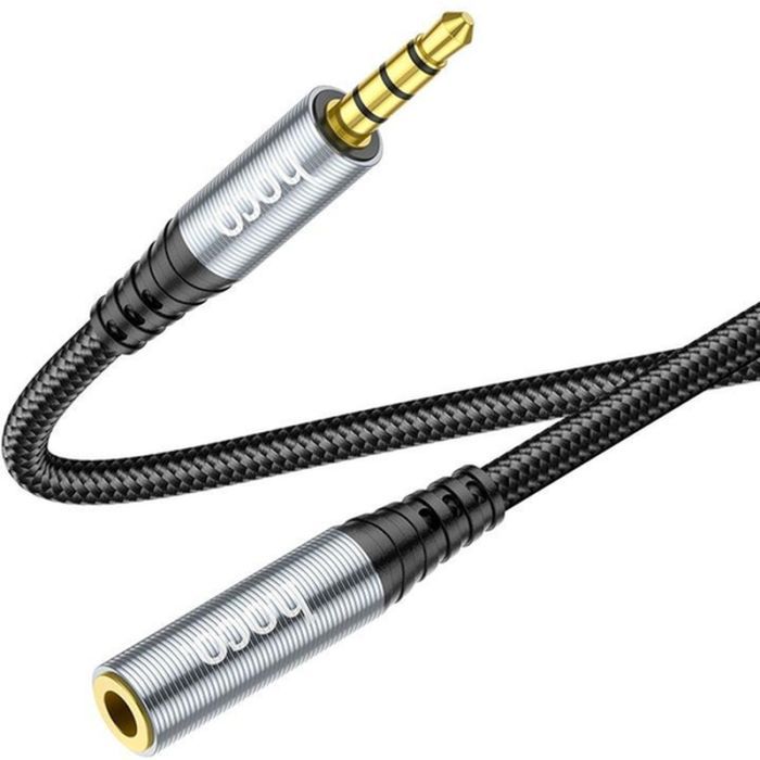 Кабель мультимедийный 3.5mm M to 3.5mm F 1.0m UPA20 3.5 audio Gray HOCO (6931474762153) изображение 3