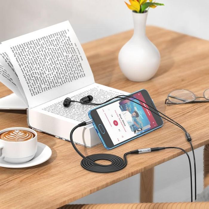 Кабель мультимедийный 3.5mm M to 3.5mm F 1.0m UPA20 3.5 audio Gray HOCO (6931474762153) изображение 7