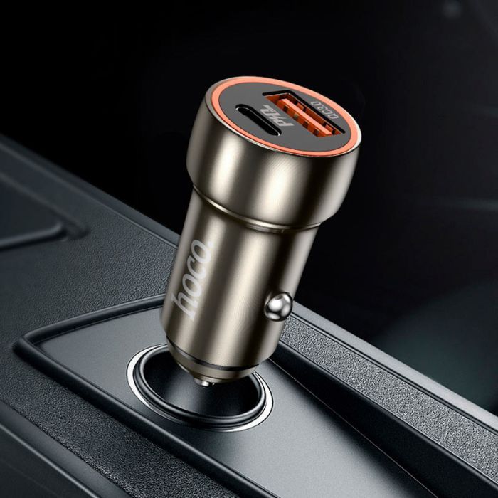 Зарядное устройство HOCO HOCO Z46A Blue whale USB-C PD20W + USB QC3.0 Metal Gray (6931474770332) изображение 5