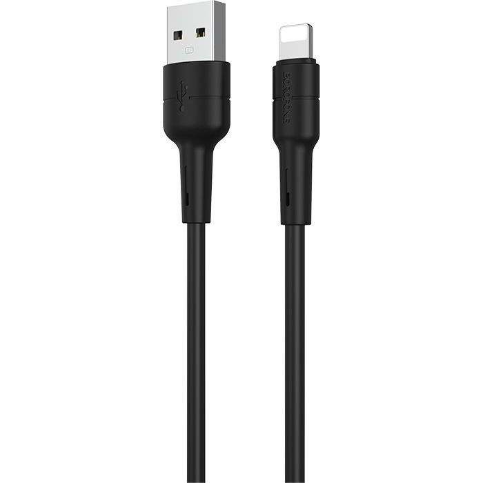 Дата кабель USB 2.0 AM to Lightning 1.0m 2.4A silicone BX30 black BOROFONE (6931474706867)