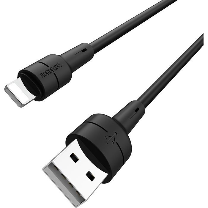 Дата кабель USB 2.0 AM to Lightning 1.0m 2.4A silicone BX30 black BOROFONE (6931474706867) изображение 2