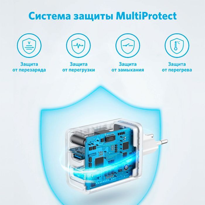 Зарядное устройство Anker PowerPort 20W USB-C + USB-A White (A2348G21) изображение 5