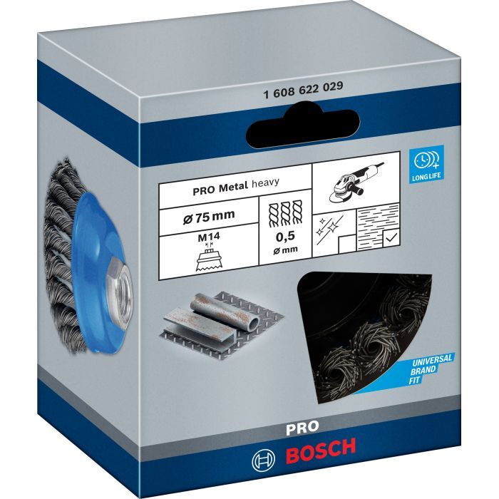 Щітка для електроінструменту Bosch Professional чашкова, сталь, 75мм, 0.5мм, M14 (1.608.622.029) зображення 2