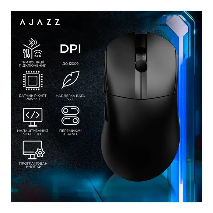 Мишка Ajazz AJ179 V2 MAX Wireless/Bluetooth/USB White (AJ179-V2-MAX-W) зображення 6