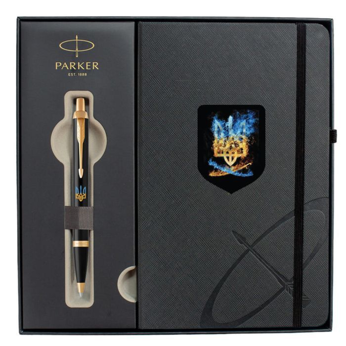 Ручка кулькова Parker IM 17 UKRAINE Black GT BP Палаючий Тризуб + блокнот Parker + подар.упаковка GIFT24 (22032b24_T1170u) зображення 2