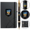 Ручка кулькова Parker IM 17 UKRAINE Black GT BP Палаючий Тризуб + блокнот Parker + подар.упаковка GIFT24 (22032b24_T1170u)