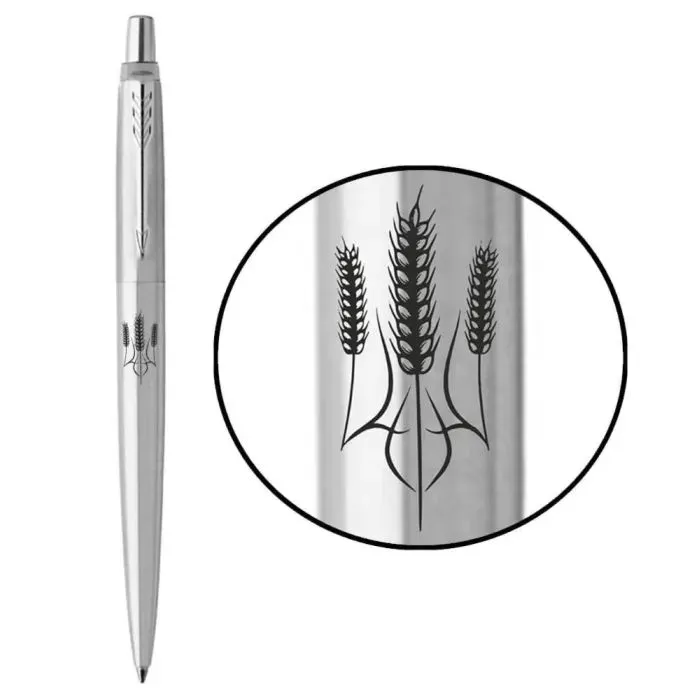 Ручка шариковая Parker JOTTER 17 UKRAINE SS CT BP Трезубец из колосков (16132_T059b)