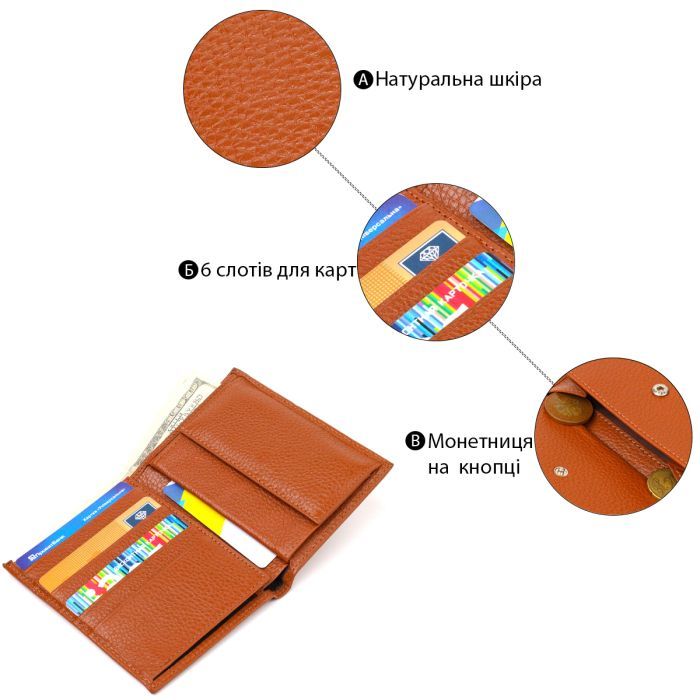Кошелек Canpellini Из натуральной кожи Рыжий (21754) изображение 4