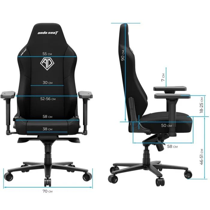 Кресло игровое AndaSeat Phantom 3 Fabric Size XL Dark Gray (AD18XL-52-GB-F-G01) изображение 8