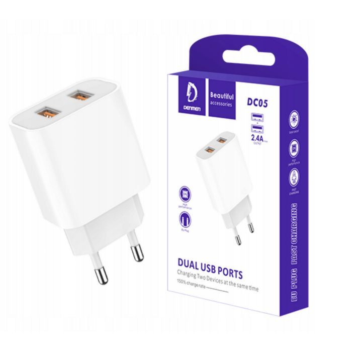 Зарядное устройство Denmen 2xUSB 2.4A white (DM-DC05-WH) изображение 4