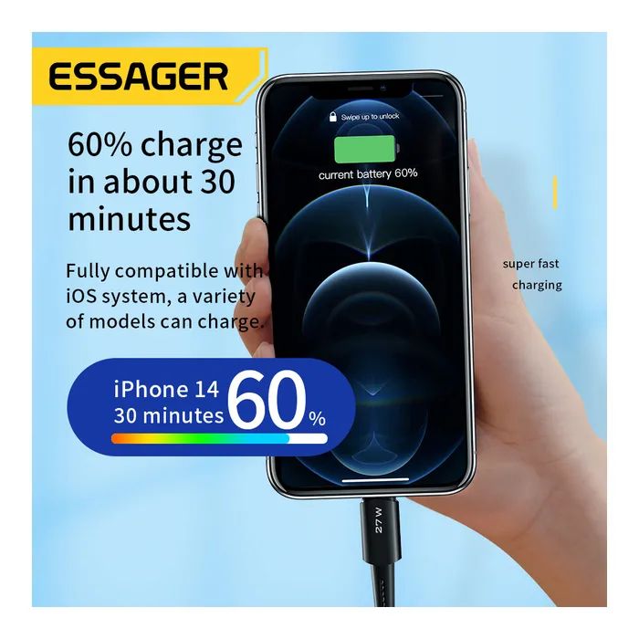 Дата кабель USB-C to Lightning 1.0m 20W black Essager (EXCTL-CG01) изображение 5