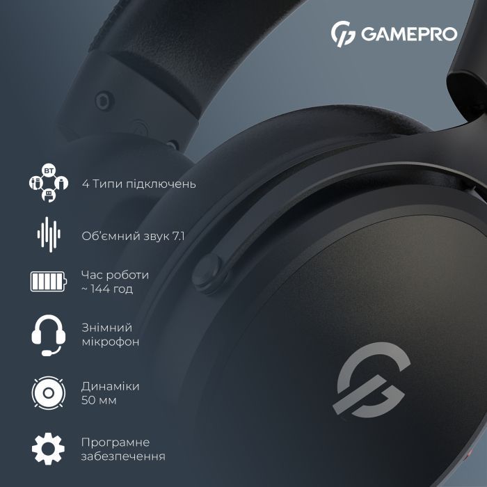 Наушники GamePro Asgard Skadi Wireless Black (HSW191B) изображение 12 Наушники GamePro Asgard Skadi Wireless Black (HSW191B) изображение 12