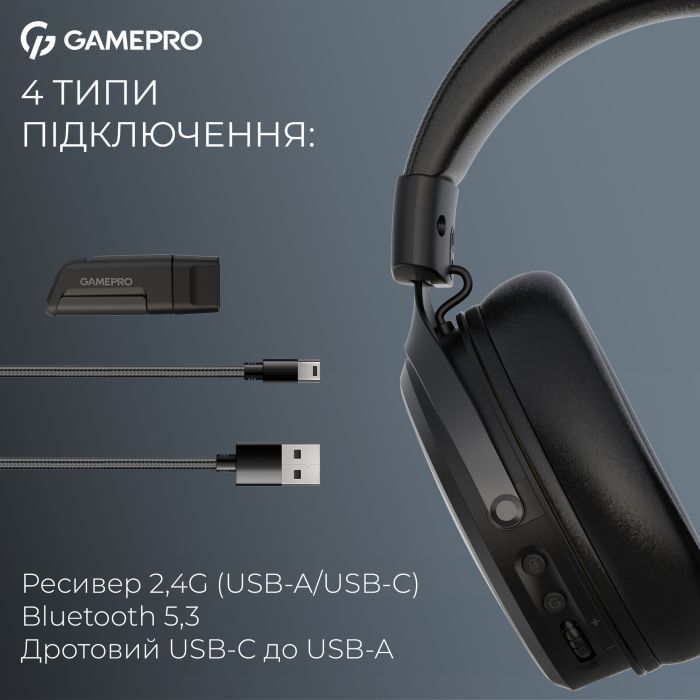 Наушники GamePro Asgard Skadi Wireless Black (HSW191B) изображение 6 Наушники GamePro Asgard Skadi Wireless Black (HSW191B) изображение 6