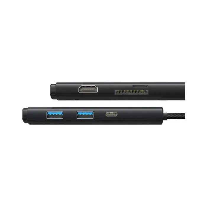 Концентратор Baseus USB-C 6-in-1 HDMI + 2xUSB 3.0 + PD + SD/TF black (WKQX050101) изображение 4