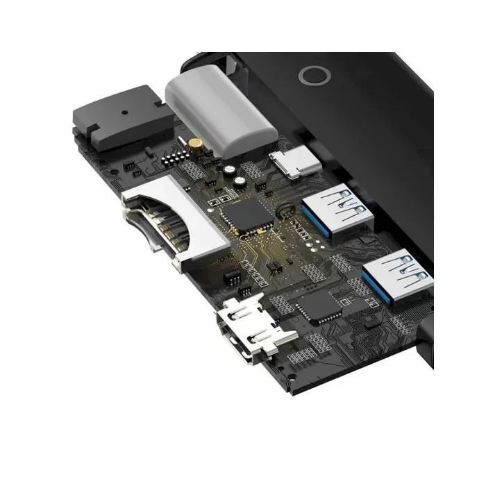 Концентратор Baseus USB-C 6-in-1 HDMI + 2xUSB 3.0 + PD + SD/TF black (WKQX050101) изображение 6