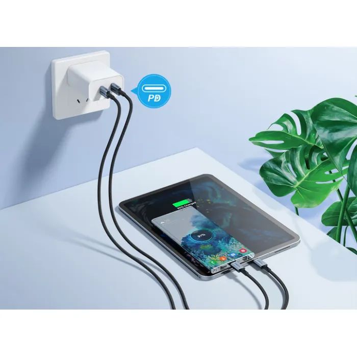 Дата кабель USB-C to USB-C 2.0m PD60W black Choetech (6932112105035) изображение 3 Дата кабель USB-C to USB-C 2.0m PD60W black Choetech (6932112105035) изображение 3