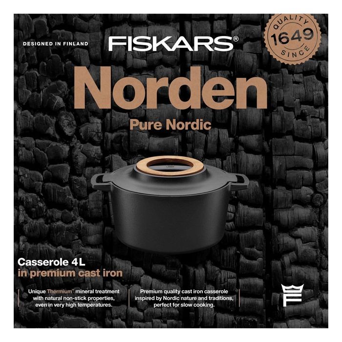 Кастрюля Fiskars Norden чавунна 6 л чорна (1026566) изображение 9