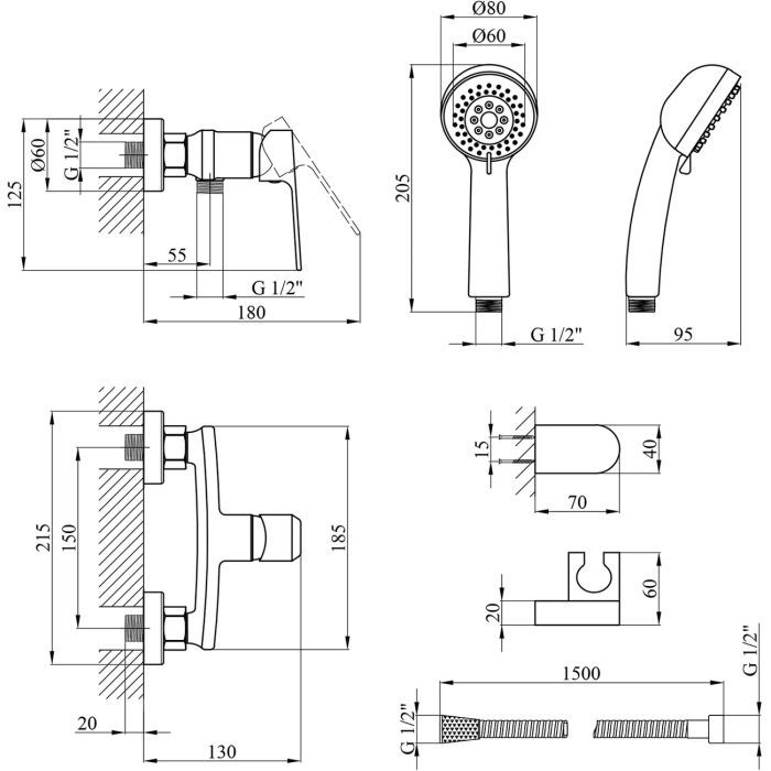 Душевой гарнитур Kroner Dorn-C050 (CV033917) изображение 7