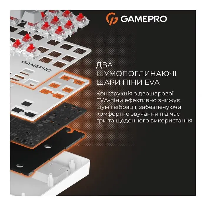Клавиатура GamePro Genesis Metallic MK110W Outemu Red Switch USB UA White (MK110W) изображение 10