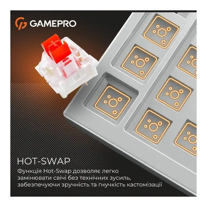Клавиатура GamePro Genesis Metallic MK110W Outemu Red Switch USB UA White (MK110W) изображение 12