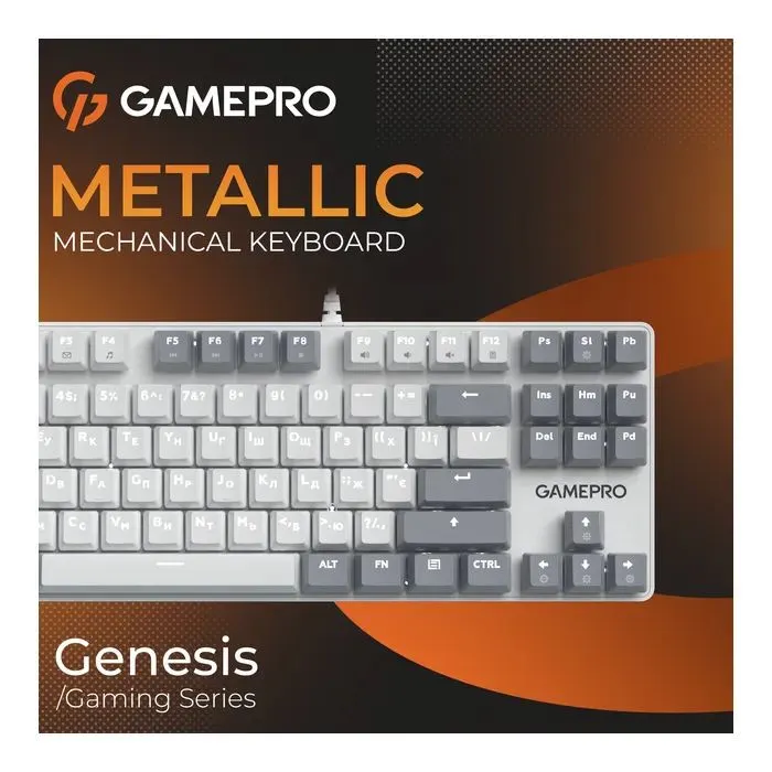 Клавиатура GamePro Genesis Metallic MK110W Outemu Red Switch USB UA White (MK110W) изображение 7