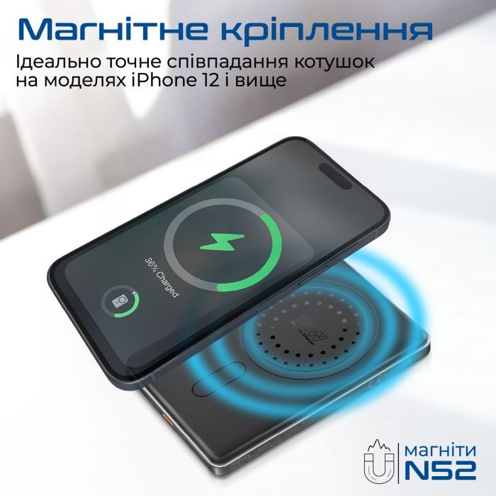 Батарея универсальная Promate 5000mAh MagSafe/15W (blade-5.black) изображение 5