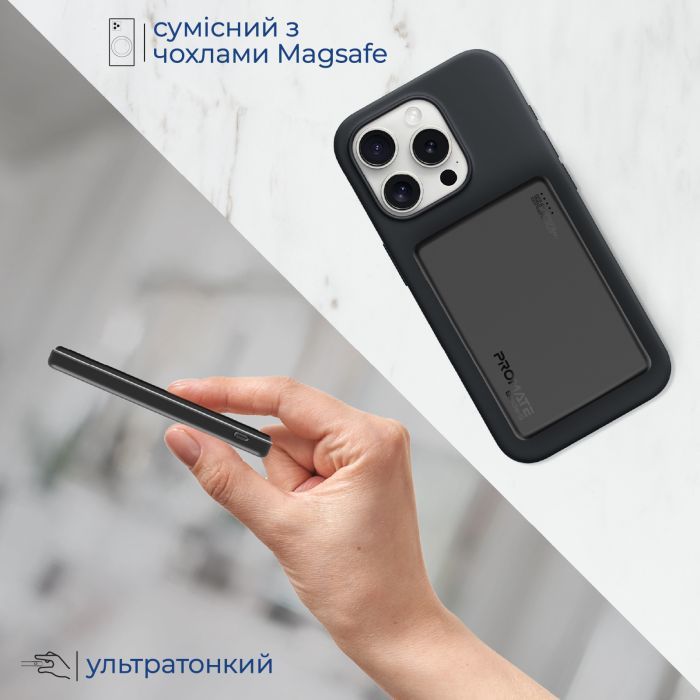 Батарея универсальная Promate 5000mAh MagSafe/15W (blade-5.black) изображение 8