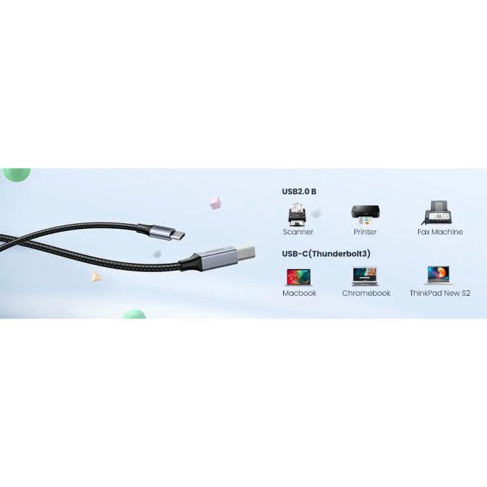 Кабель для принтера USB-C to BM 1.0m black UGREEN (45034) зображення 10