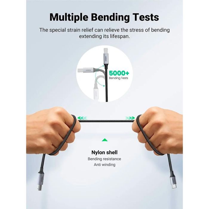 Кабель для принтера USB-C to BM 1.0m black UGREEN (45034) зображення 5