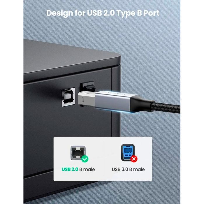 Кабель для принтера USB-C to BM 1.0m black UGREEN (45034) зображення 8