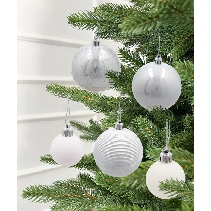 Елочная игрушка Chomik пластикові Кульки, сніжинки 30 шт, срібні (5900779895324_1) изображение 3