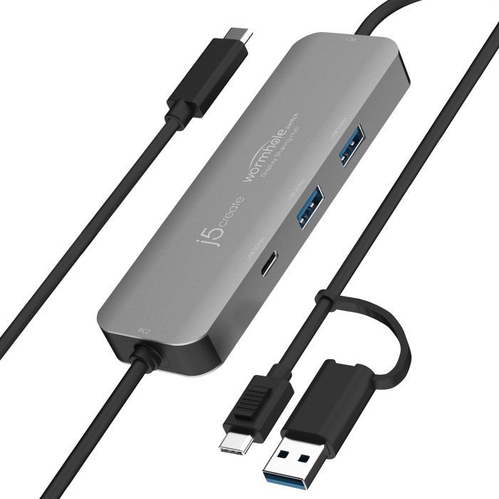 Концентратор J5create USB-C + USB A to 2xUSB + USB-C switch hub (JCH462-N)
