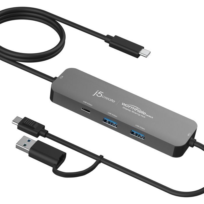 Концентратор J5create USB-C + USB A to 2xUSB + USB-C switch hub (JCH462-N) изображение 2