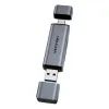 Считыватель флеш-карт Vention USB 3.0 AM/USB-C to SD+TF Gray Dual Drive Letter Aluminum Alloy (CLLH0) изображение 2