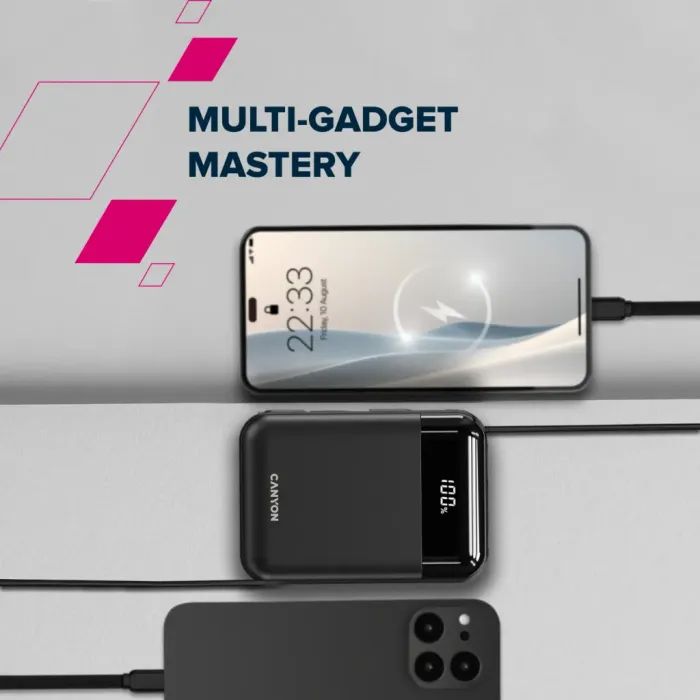 Батарея універсальна Canyon 20000mAh OnPower 204 PD/20W Built-in Lightning Cable (CNS-CPB204B) зображення 10