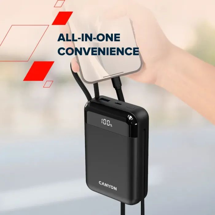 Батарея універсальна Canyon 20000mAh OnPower 204 PD/20W Built-in Lightning Cable (CNS-CPB204B) зображення 12