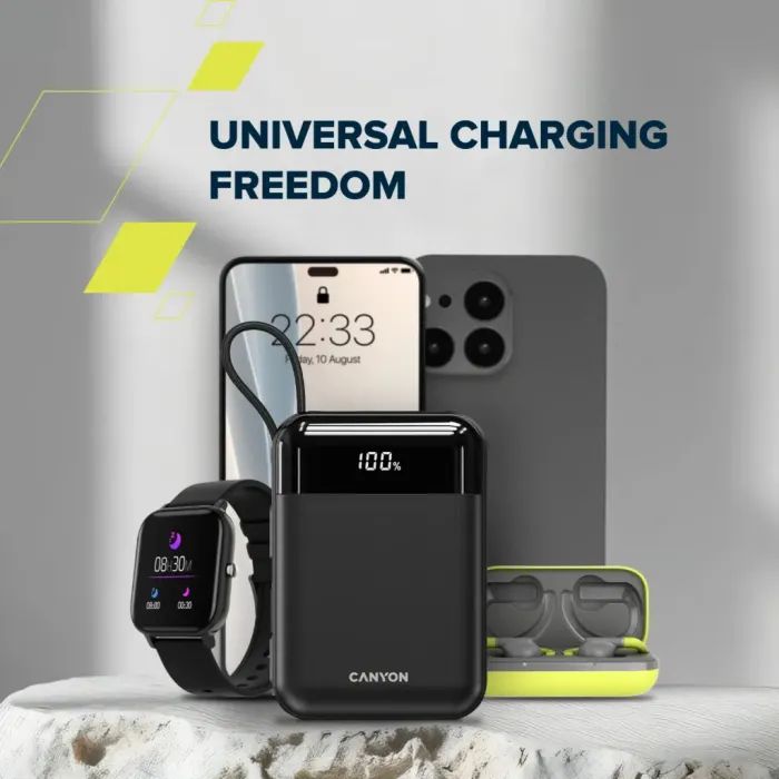 Батарея універсальна Canyon 20000mAh OnPower 204 PD/20W Built-in Lightning Cable (CNS-CPB204B) зображення 9