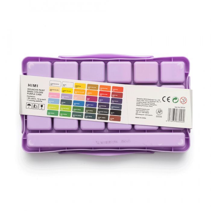 Гуашевые краски HIMI Twin Cup 36*12мл, фіолетовий пластик.пенал (6976939682560) изображение 5