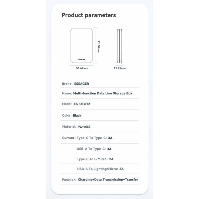 Дата кабель USB charging cable set Treasure box 0.28m Essager (ECJHZ-JH01-P) зображення 8